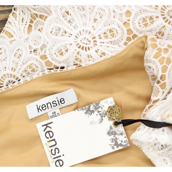 NWT Kensie Womens Floral-Lace A-Line Dress KDTP2829 White / Nude 14 - Picture 7 of 9